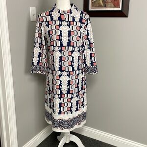 J.McLaughlin Mock Neck Shift Dress Womens Size Medium Catalina Cloth